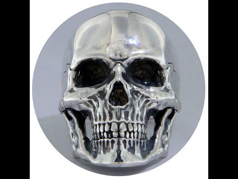 Ghiul Masiv Barbatesc Argint 925 Oxidat Craniu Skull - Putere si Atitudine