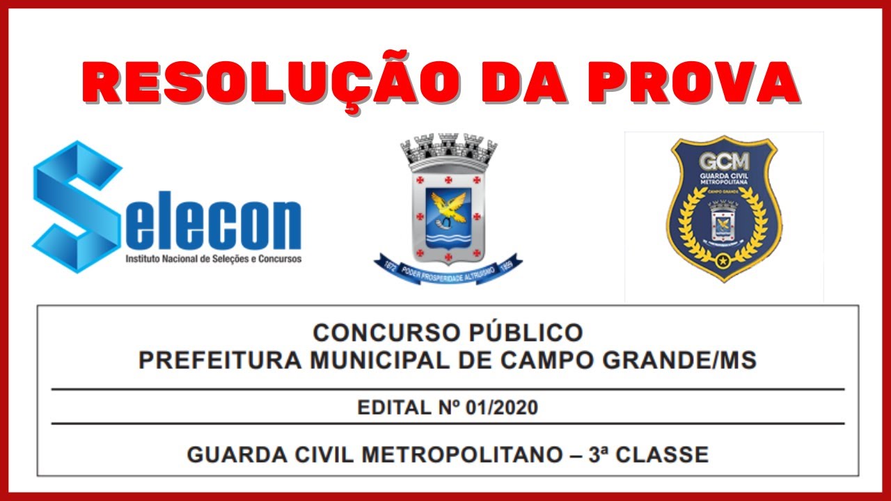 📝 Banca #SELECON 2021📝 Prova Resolvida de Raciocínio Lógico ✅ Guarda Civil CGMS ✅ Nível Médio