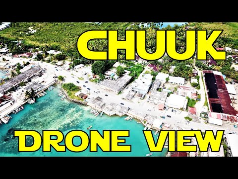 Weno island aerial view in Chuuk, Micronesia