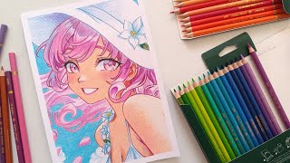 Drawing an Anime Girl With my New Pencil Color Set 🩷 | Anime Girl Drawing Tutorial