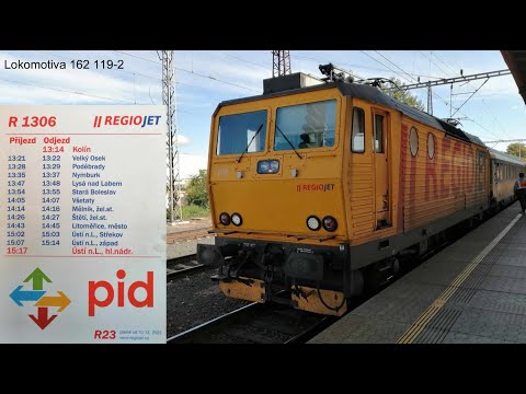 Train Backview Kolín (CZ) → Ústí nad Labem hl.n. (CZ) I R 1306 RegioJet I 9.10.2024
