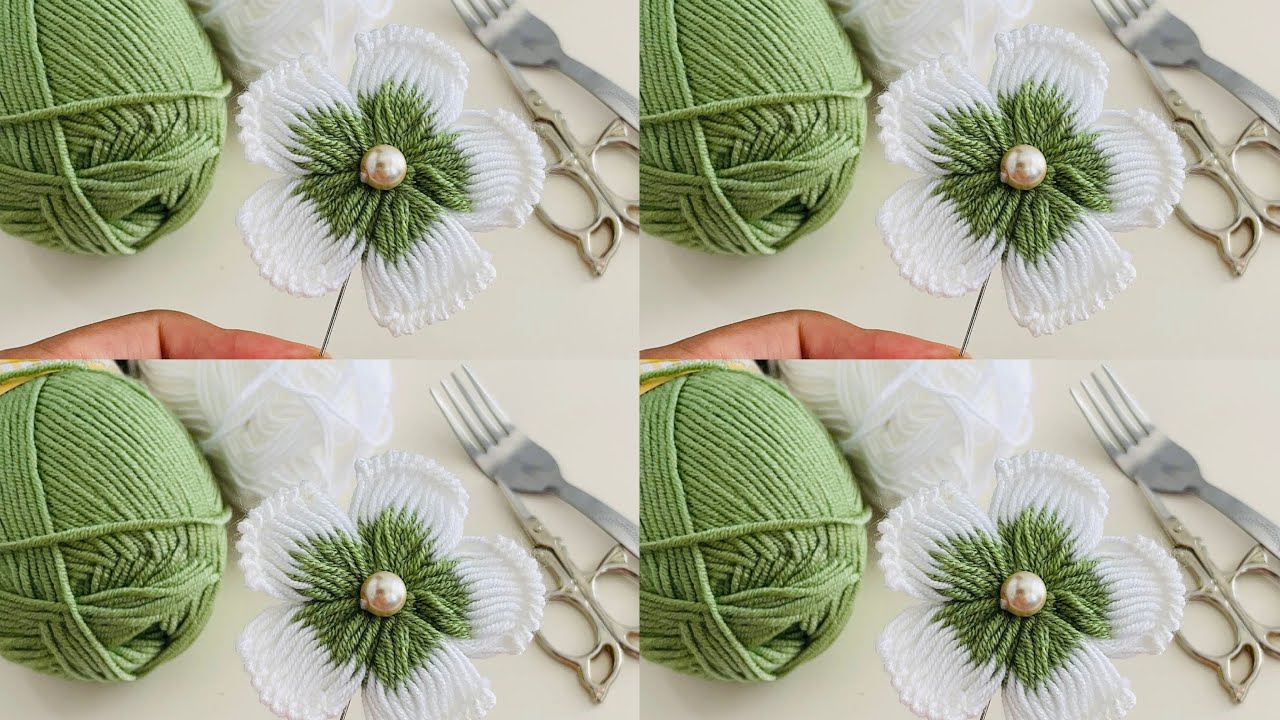 Fabulous 💥👌🏻You will love this knitted flower at intervals on the fork 🤩 it's a great model #flowers