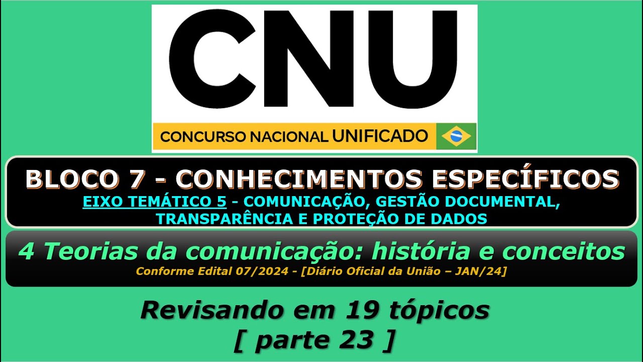 Teorias da comunicação: história e conceitos - [CNU - Bloco 7 - Eixo Temático 5]