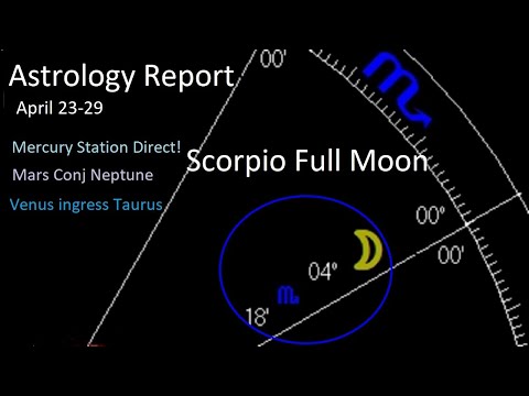 Astrology April 23-29,-2024 -Scorpio Full Moon -Mercury SD -Mars conj Neptune -Venus ingress Taurus