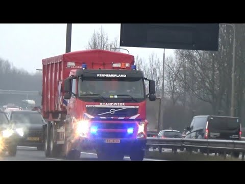 GRIP1 Brandweer Beverwijk en Heemskerk met spoed naar een grote brand motorweg in vijfhuizen