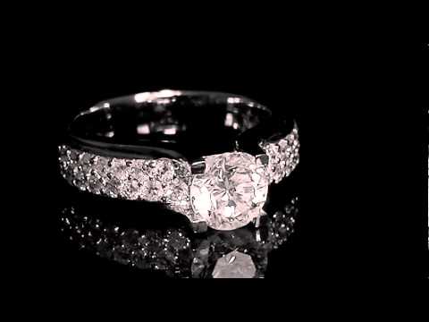 1 5/8 CTW High Set Round Diamond Engagement Ring in 14K White Gold