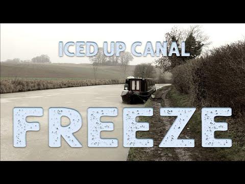 Narrowboats on ice on the Grand Union Canal