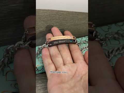 Подарок парню девушке - парные браслеты "Моя Красавица и Мое Чудовище" чистая медицинская сталь в коробочке - фото 1 - id-p1940769598