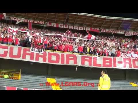 "LA GUARDIA PTE - IND SANTA FE VS real garcilaso ! Copa Bridgestone Libertadores 2013" Barra: La Guardia Albi Roja Sur • Club: Independiente Santa Fe