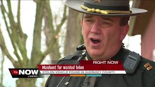 Manhunt for wanted felon, stolen vehicle found in Guernsey County