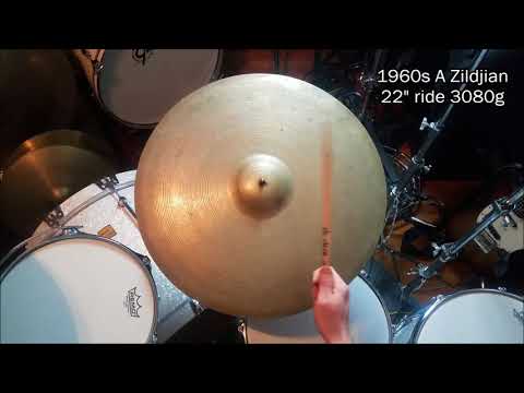 1960s A Zildjian 22" ride 3080g classic rock cymbal