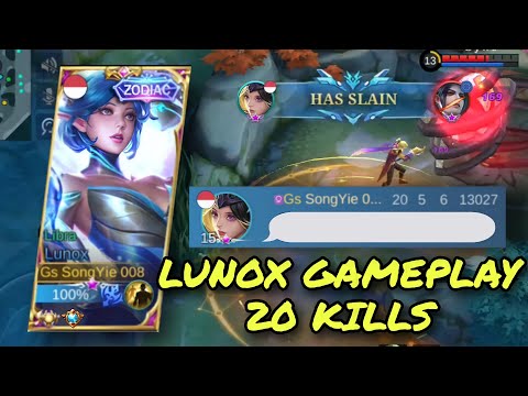 Lunox Gameplay Aggressive Get 20 Kills In Solo Ranked - Mobile Legends