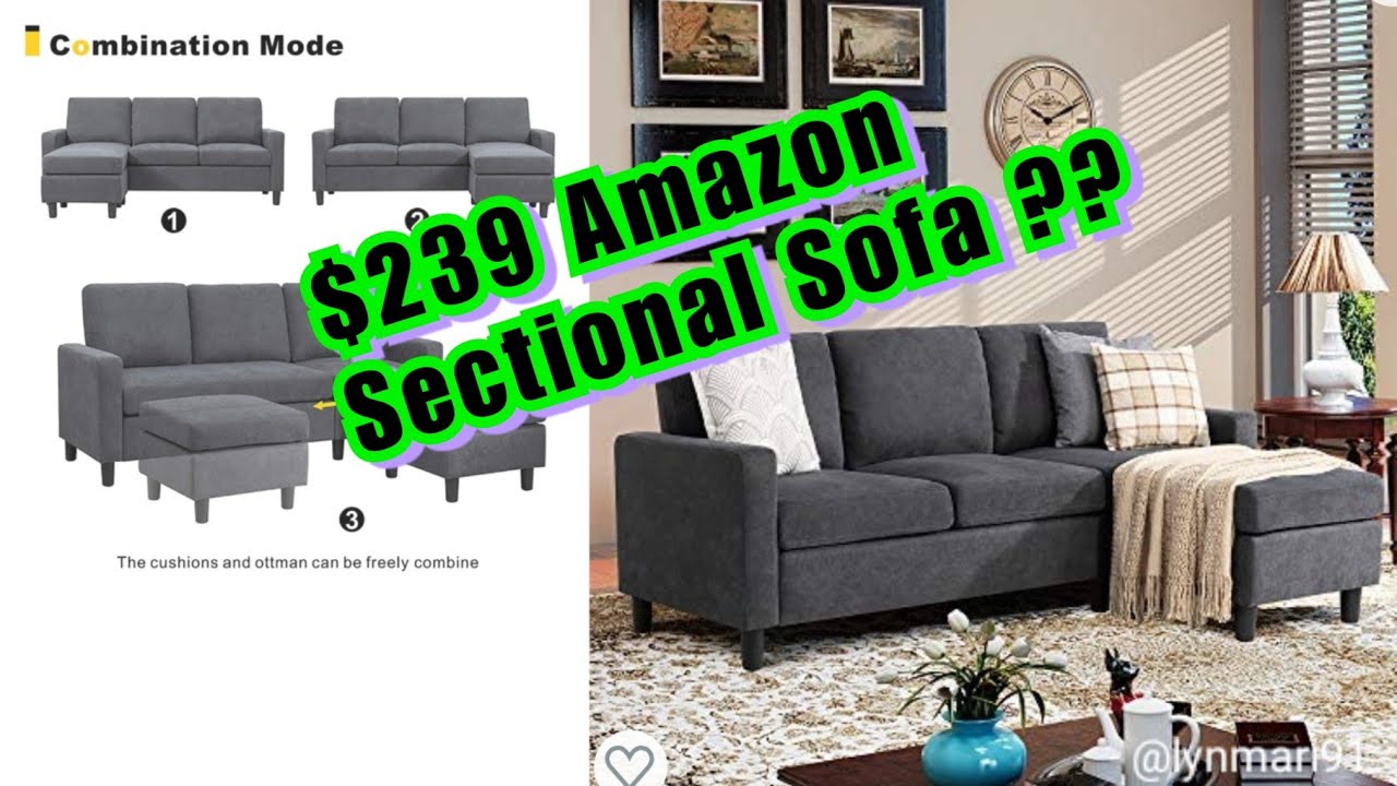 $239 Amazon Sectional Sofa, Is It worth it | Walsunny Convertible Sectional Sofa Dark Grey