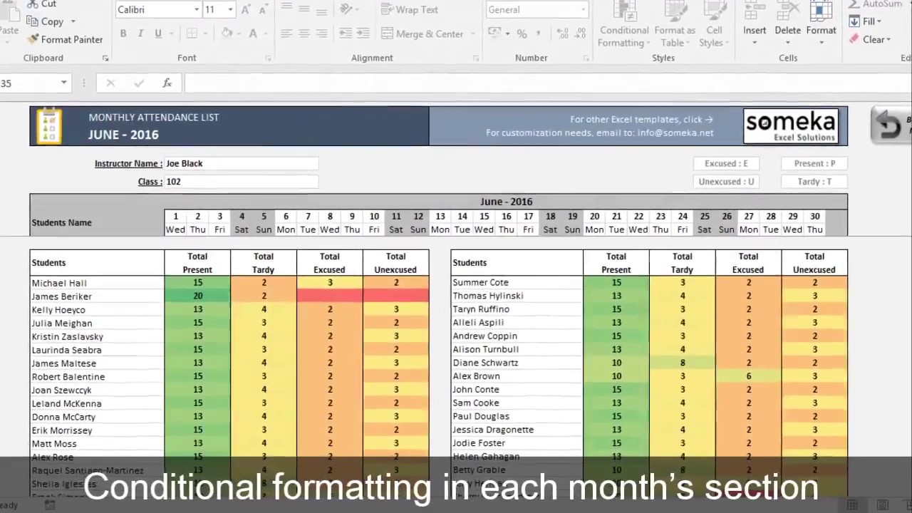 attendance sheet printable excel template free download