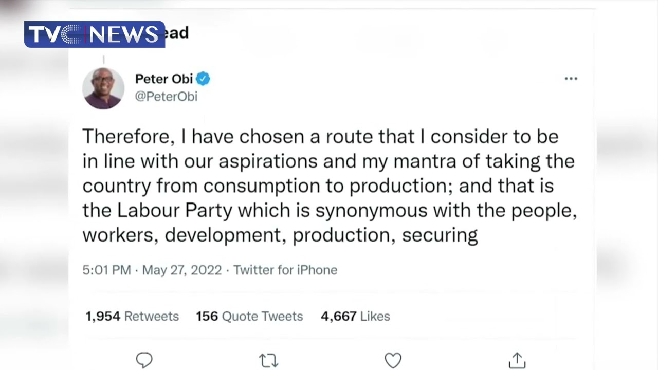 (LATEST) Peter Obi Joins Labour Party After Dumping PDP