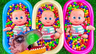3 Minutes Satisfying with Rainbow Mixing Candy ASMR in 3 BathTubs with Funny Make Up Slime Video