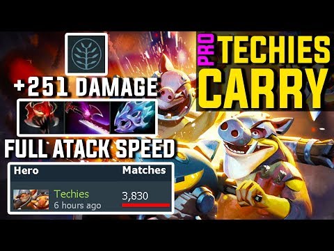 TECHIES CARRY IS COOL - +251 DAMAGE + FULL ATACK SPEED - PRO TECHIES - Dota 2