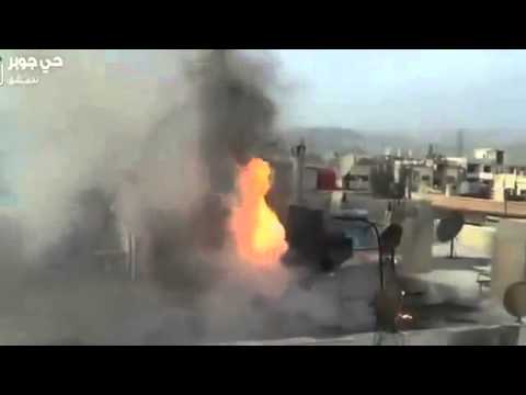 Syria   Jobar Residents Fight Fires From Assad Bombing of Neighborhood Damascus