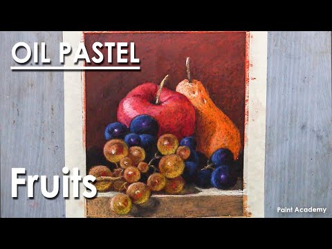 Oil Pastel Still Life Drawing Fruits | step by step