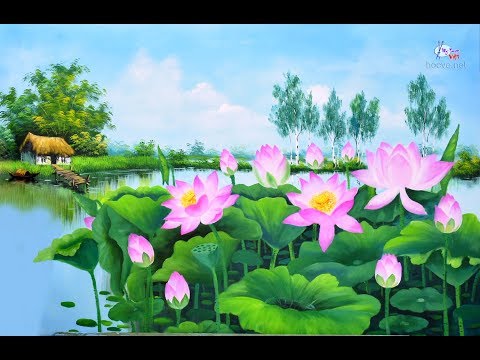 Tranh hoa sen, video tóm tắt hướng dẫn học viên trong khóa học vẽ tranh tường tại Hà Nội