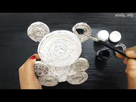 Cute panda making with waste news papers...