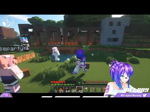 Projekt Melody Twitch Archive - First Vshojo Minecraft Collab w/ Silvervale, IronMouse & Drunk Nyanners