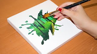 Forest Tree Painting Tutorial / Acrylic Painting For Beginner / ASMR Video
