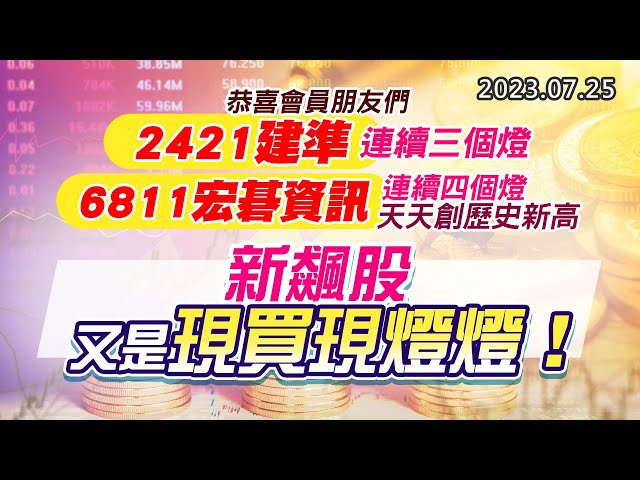 20230725《股市最錢線》#高閔漳 “恭喜會員朋友們，2421建準，連續三個燈、6811宏碁資訊，連續四個燈，天天創歷史新高””新飆股又是現買現燈燈！！”