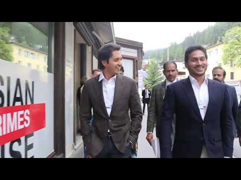 CM YS Jagan, Aditya Mittal at AP Pavilion for a session on Transition to De-carbonated Economy