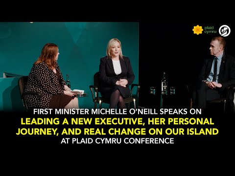 Michelle O'Neill in conversation with Adam Price at the Plaid Cymru party conference