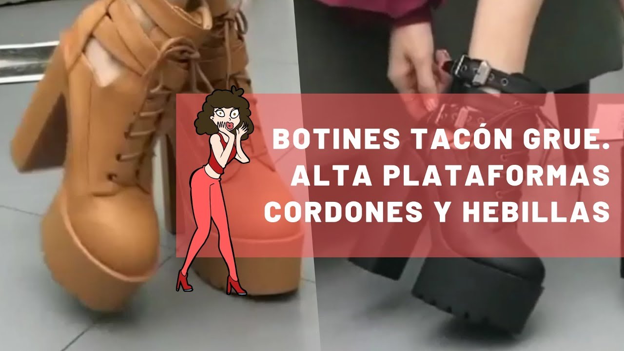 Watch Botines de plataforma alta, con cordones y de doble hebilla Now Botines de plataforma alta, con cordones y de doble hebilla