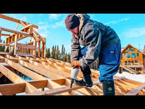 ALASKA Homestead: Building the Barn in the Snow...