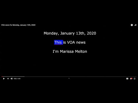 VOA news for Monday, January 13th, 2020