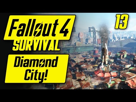Fallout 4 Survival Playthrough - Diamond City! - Fallout 4 Survival Mode Gameplay #13