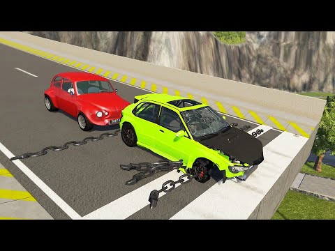 Giant Chain Crashes High Speed Car Jump (Crash Test) #2 - BeamNG.drive Cars Cross Over Giant Chains