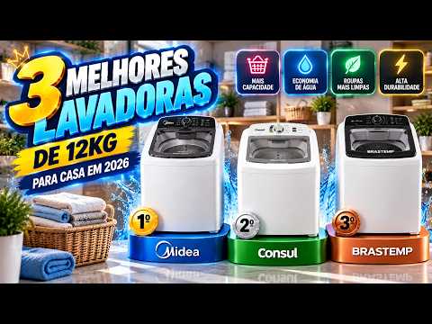 3 Máquinas de Lavar 12kg que VALEM a Compra em 2026 | Midea, Consul ou Brastemp?