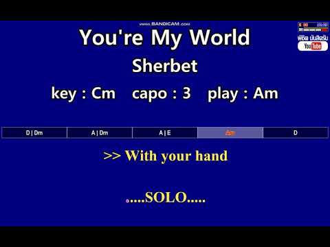 You're My World - Sherbet (Karaoke & Easy Guitar Chords)  Key : Cm  Capo : 3
