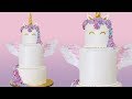 Tiered unicorn cake with wafer wings - buttercream cake decorating tutorial