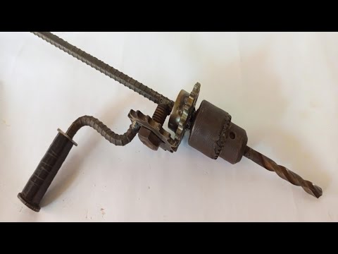 Welder Makes Drill Bits From Old Chain Sprocket/using motorcycle sprocket and chain make drill press