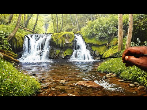 How To Painting  Beautifull Waterfall / Time Lapse /#151