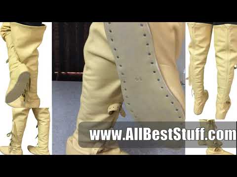 Watch YouTube Video for Medieval Thigh Length Boots Soft Leather Shoes SCA Renaissance