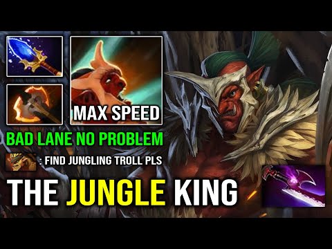 BRUTAL JUNGLE KING Bad Lane Isn't a Problem 1st Item Battle Fury Aghs Troll Warlord Dota 2