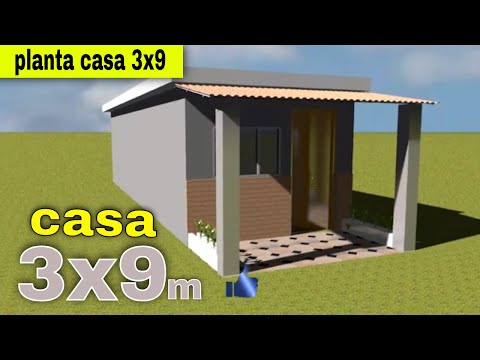3d planta casa 3x9 metros com um quarto