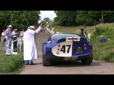 Brock Cobra Daytona Coupe smoking Test Hill at Brooklands - Nadine Geary