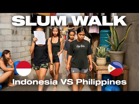 The Biggest Slum Walk in Jakarta Indonesia VS Tondo Manila Philippines [4K]