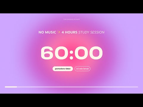 Study with me 🎀 60 minute, 10 minute break | 4 hour Pomodoro Timer | Study Session | Aesthetic Focus