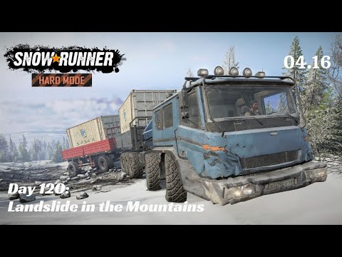 SnowRunner Hard Mode - R04 E16 - Landslide in the Mountains