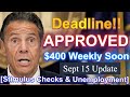 YES! APPROVE $1,200 Stimulus Check Update SSI Soon $600 UNEMPLOYMENT LWA Benefits Extension SEPT 15 YES! APPROVE $1,200 Stimulus Check Update SSI Soon $600 UNEMPLOYMENT LWA Benefits Extension SEPT 15