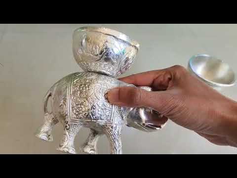 Golden shree antiques & handicrafts white metal elephant sta...