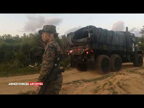 A Series Of US Amphibious Assault Vehicles Invaded The Beach In A Large-scale Exercise